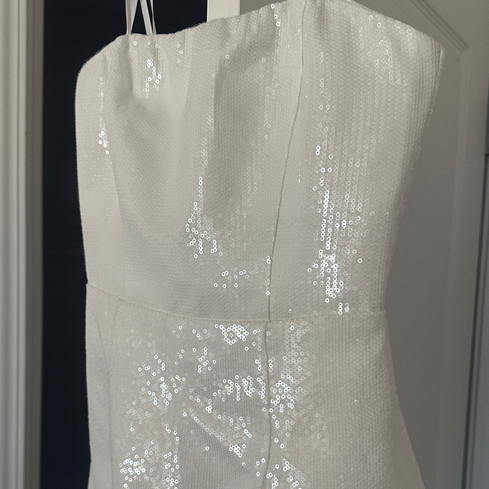 Lulu's Pristine Dazzle Ivory Sequin Strapless Mini Dress - Picture 3 of 5